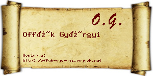 Offák Györgyi névjegykártya